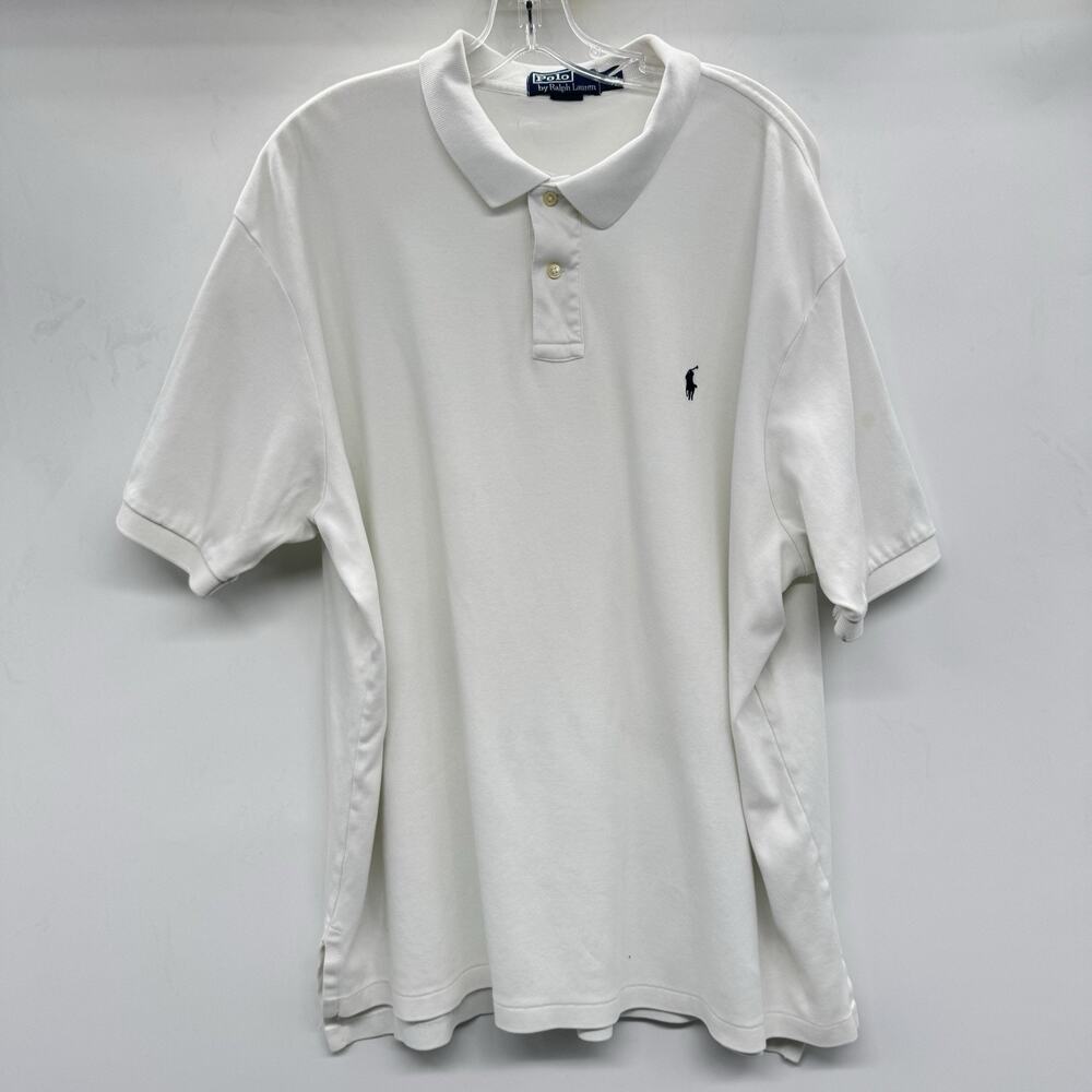 POLO Ralph Lauren Men's Cotton Knit Polo Shirt Sz XXL White Preppy Office Soft